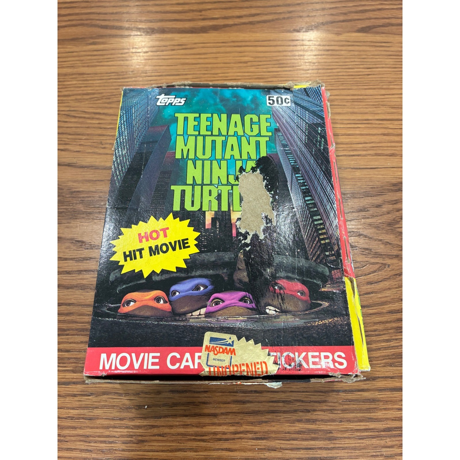 Vintage 1990 Topps Teenage Mutant Ninja Turtles Movie Cards Stickers Display Box