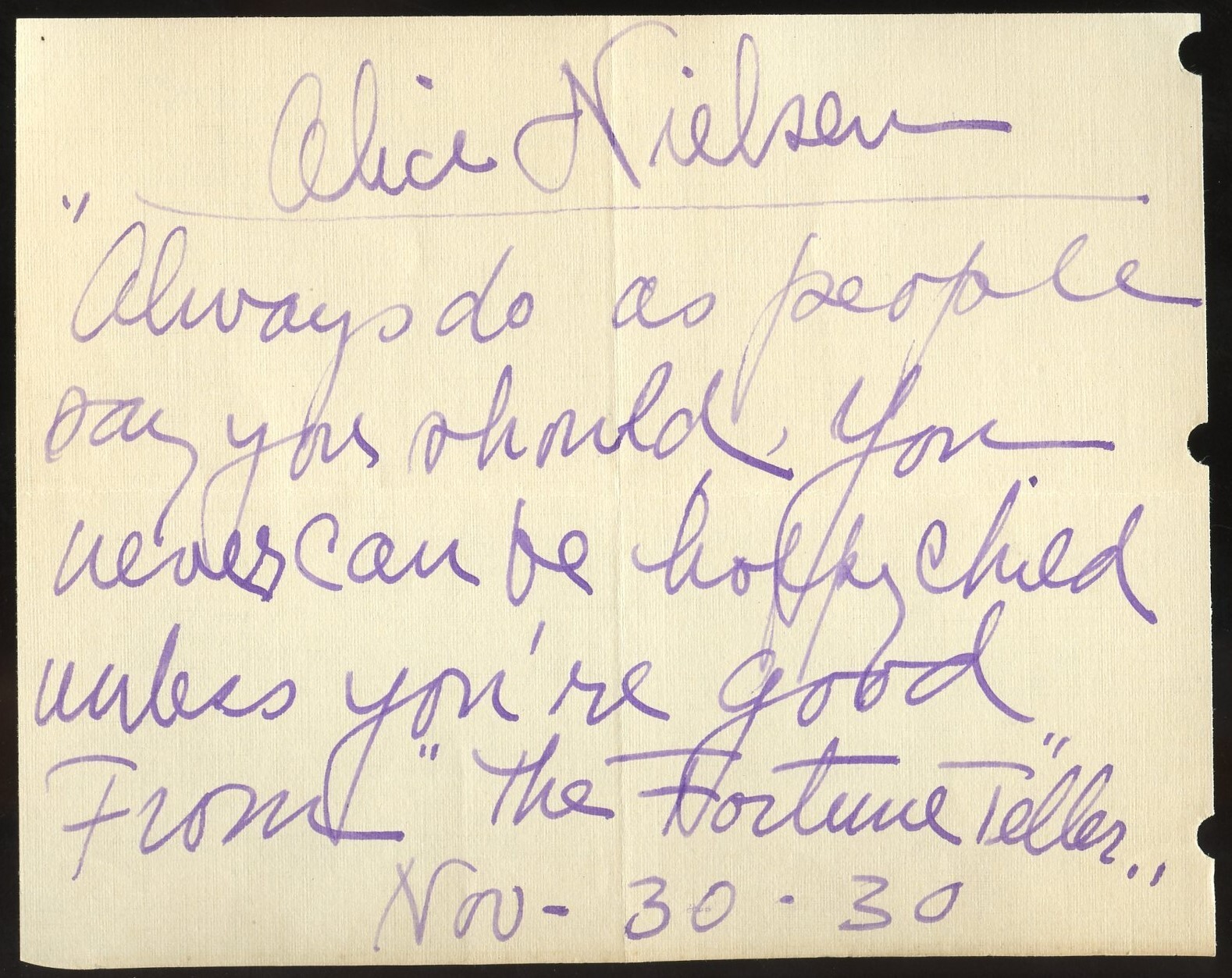 Alice Nielsen d1943 signed autograph 3x5 Cut American Actress & Operatic Soprano