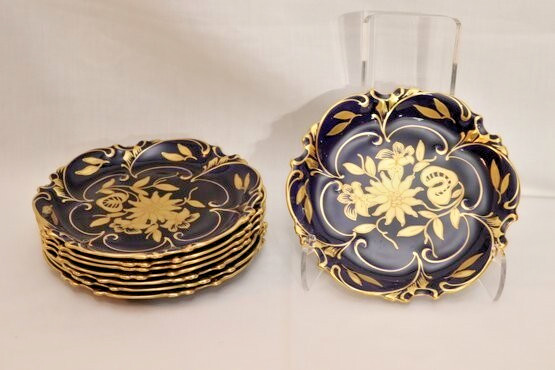 Graf Von Henneberg Echt Kobalt & Gold JLMENAU 8 Pc Set -  7.5in Mint