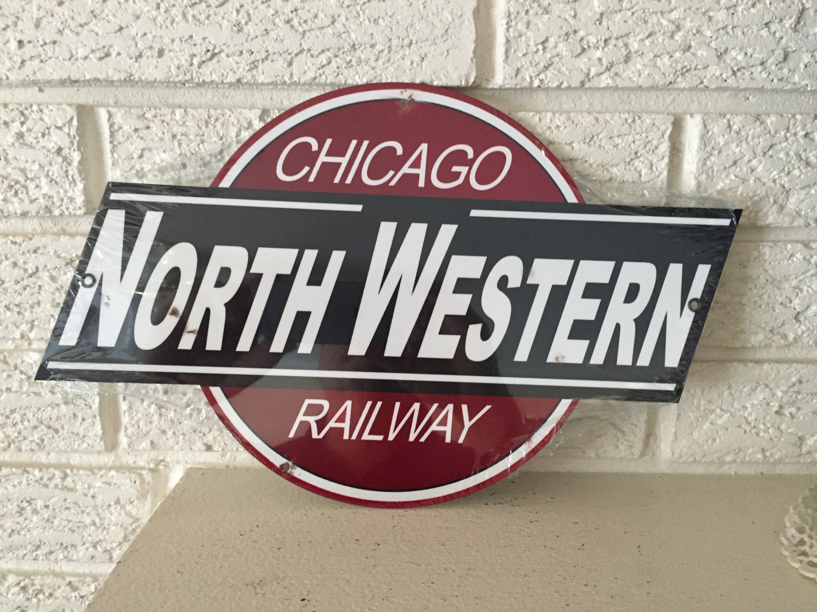 Chicago Northwestern Railway  Logo Heavy  Steel Sign Size 14