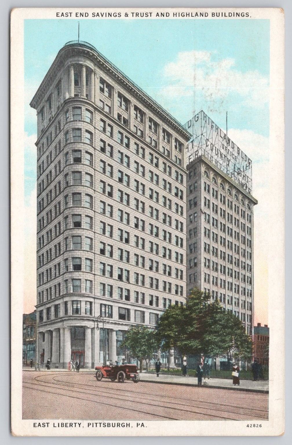 East Liberty Pittsburgh PA East End Savings & Trust Highland Buildings Postcard