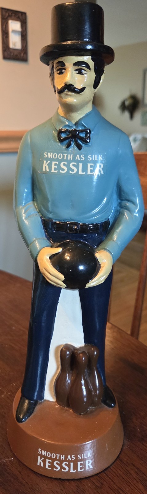 VTG Kessler Smooth As Silk Bowler Figurine Barback Statue Advertising Display