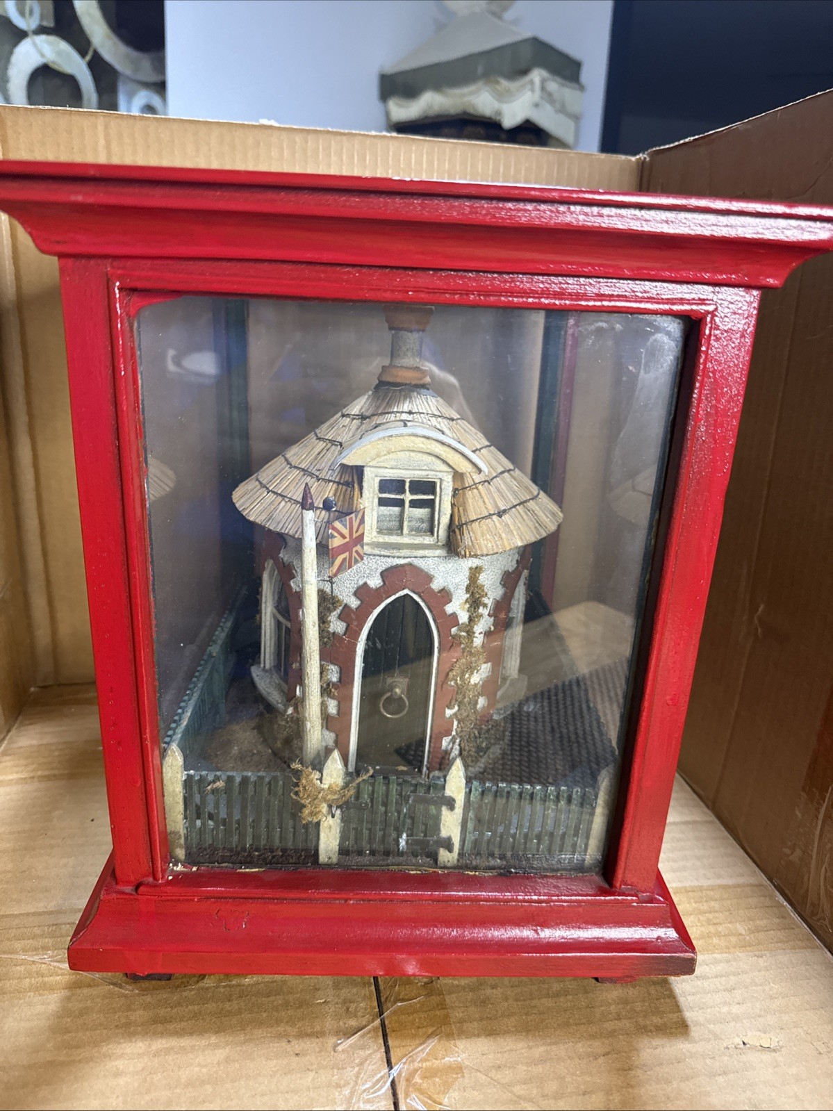 Vintage Handcrafted architectural diorama circular English Style cottage House