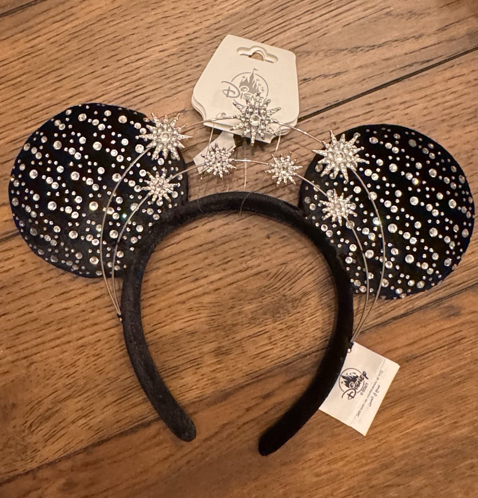 2026 Disney Parks Black Star Sparkle Rhinestone Celestial Minnie Ears Headband