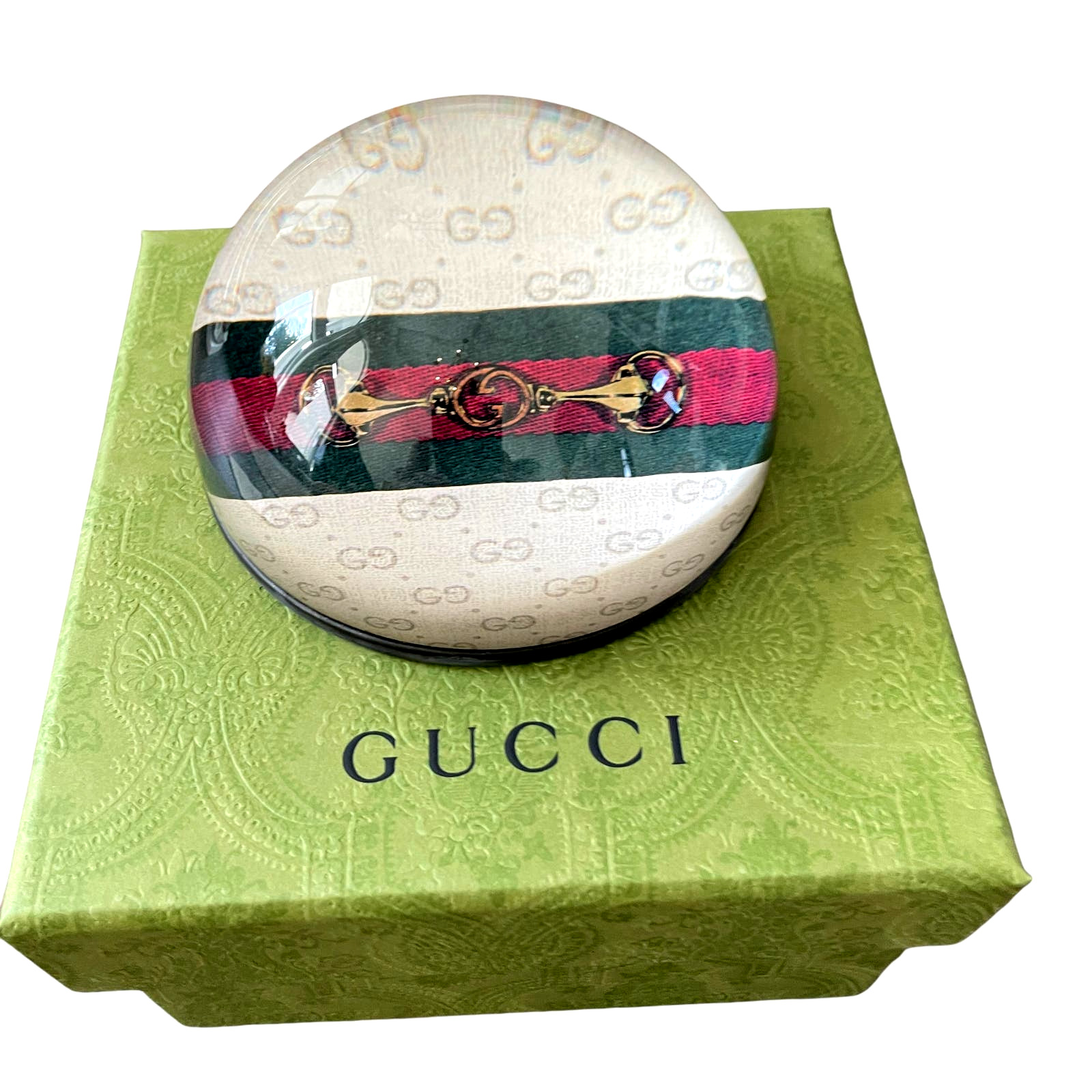 New Authentic GUCCI Logo Paperweight with Web & Horse Bit In Box