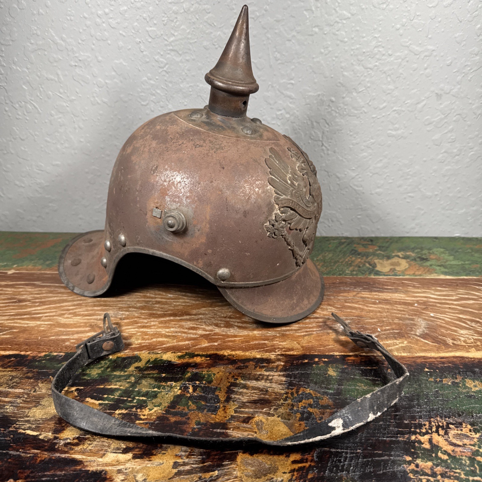 WW1 Helmet German Prussian Pickelhaube Lobster Tail W Strap