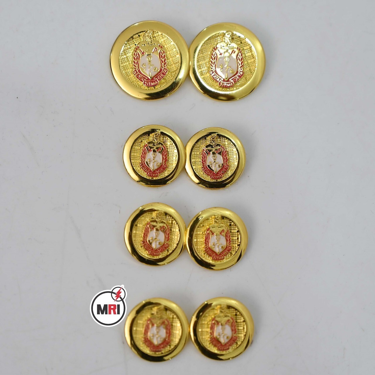 Delta Sigma Theta Sorority Custom Buttons for blazers in Gold color 8 Buttons