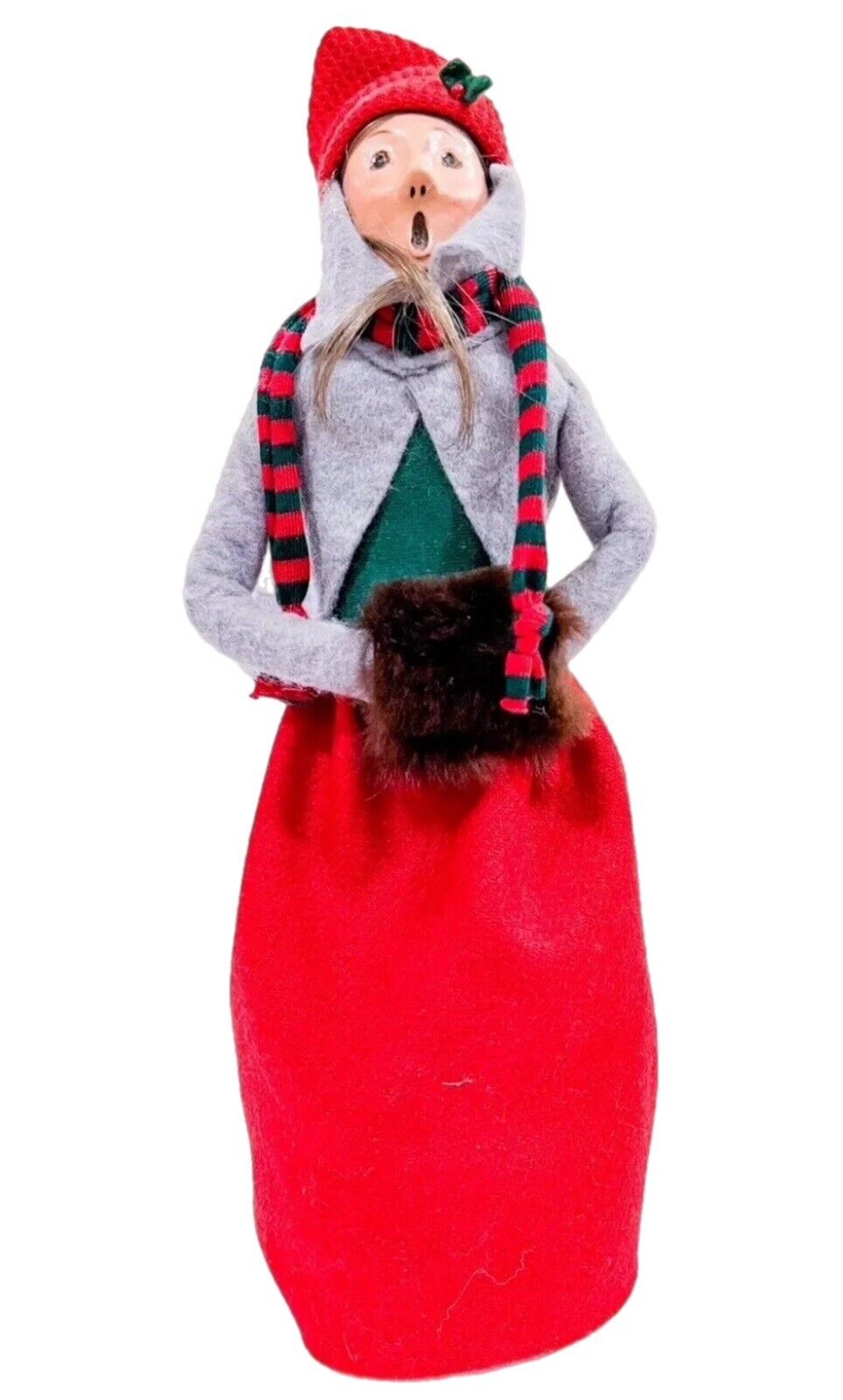 Vintage 1986 Byers Choice Woman with Brown Muffs Christmas Caroler Signed