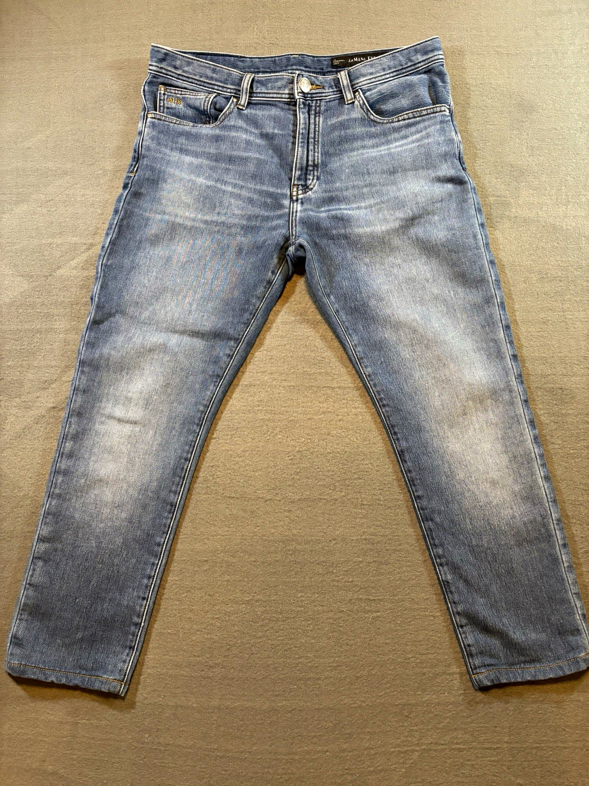 Armani Exchange A|X J33 Mens Jeans Size 34 Blue Super Skinny Stretch Denim Y2K