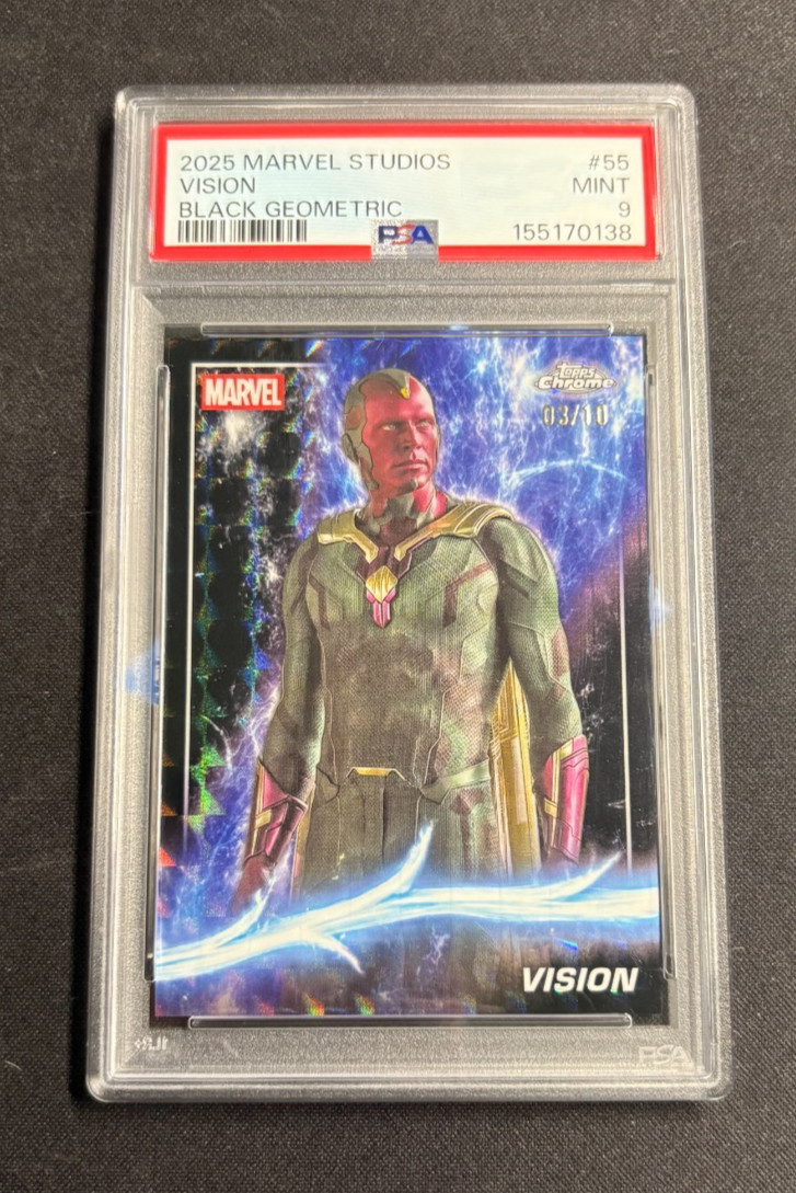 2025 Topps Chrome Marvel Studios #55 VISION Doom Spider Iron BLACK /10 PSA 9
