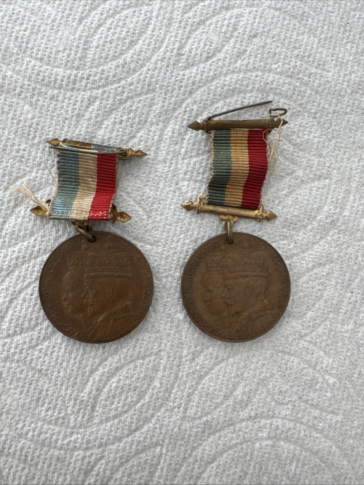 1911 King George V & Queen Mary Coronation Bronze Commemorative Medal- 2x Medals