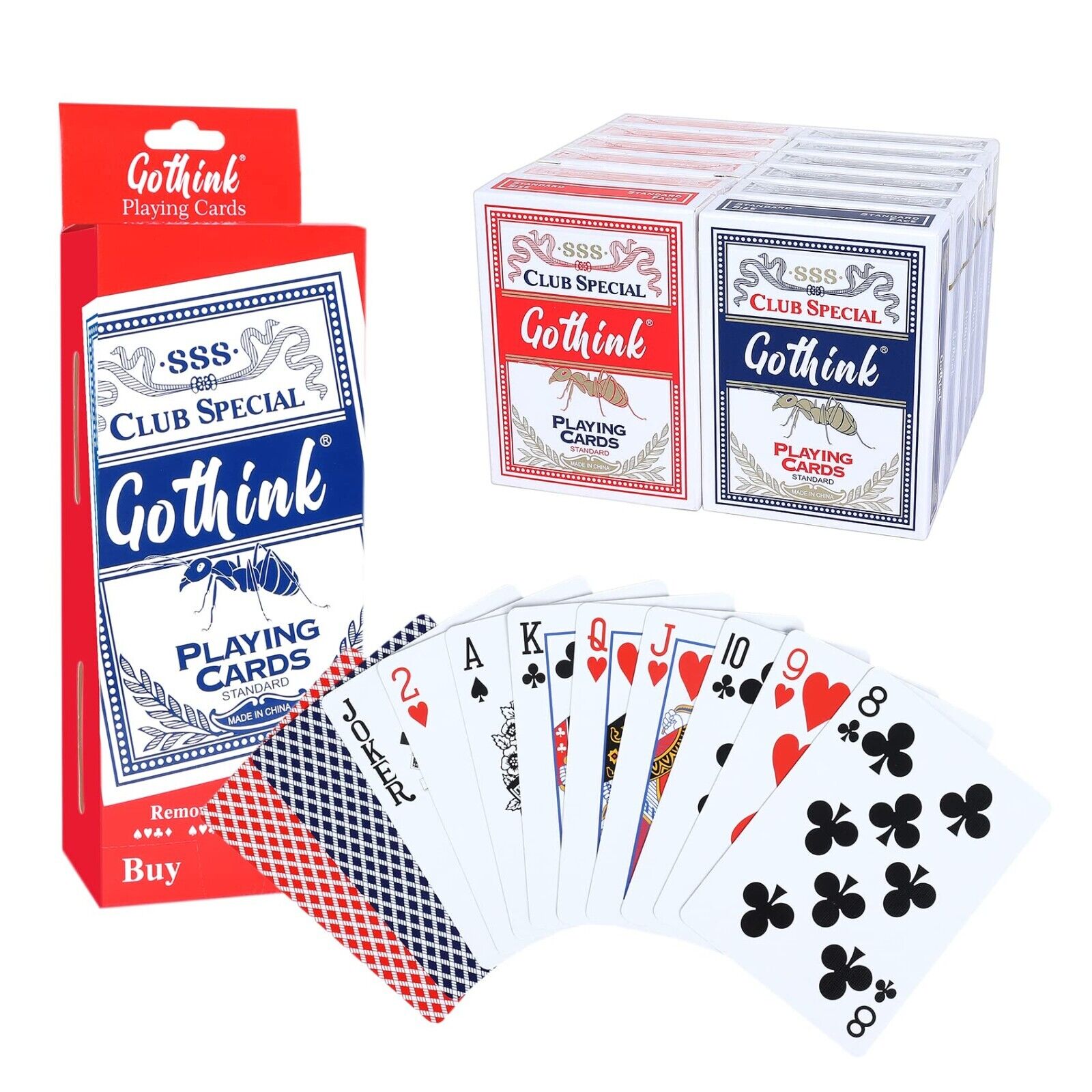 GOTHINK 12 Pack Standard Playing Cards Plastic Coating,Poker size-Free Shipping