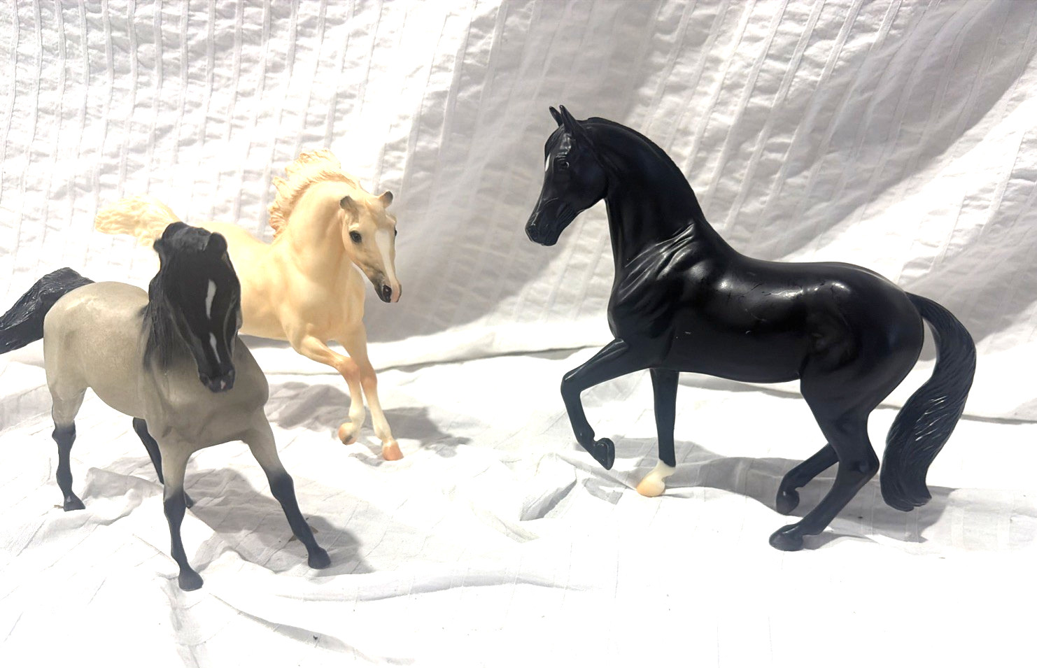 Set of 3 Breyer Horses White Black Gray Lot