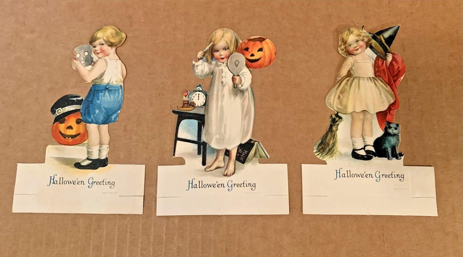 Vintage Halloween Wolf & Co. N.Y. Place Cards  X3  Unused