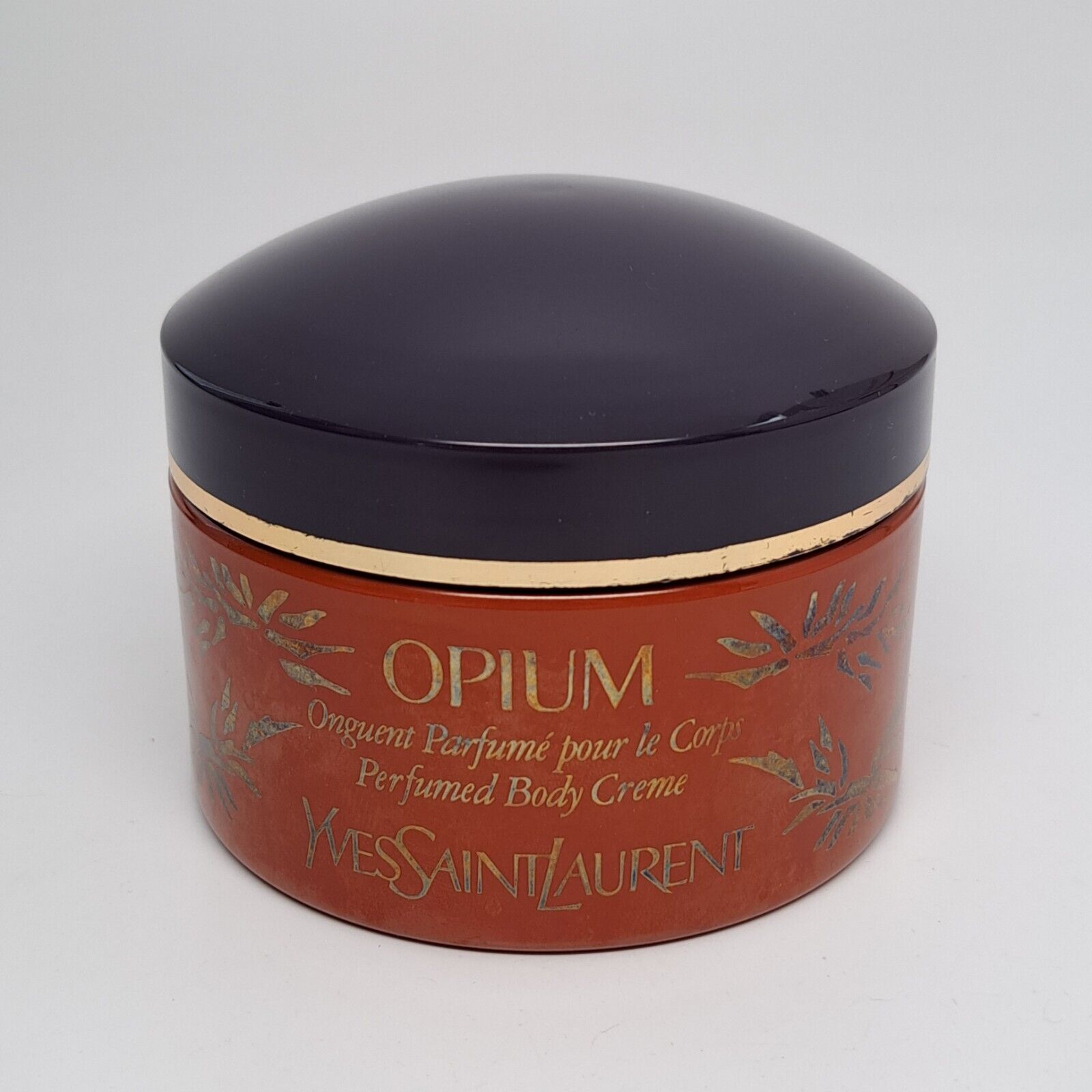 Yves Saint Laurent Opium YSL Perfumed Body Creme Glass Jar Cream Pot Vtg (EMPTY)