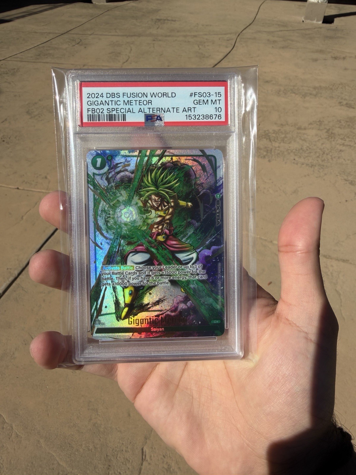 Dragon Ball Fusion World Broly FS03-15 SP Alt Art Gigantic Meteor Psa 10