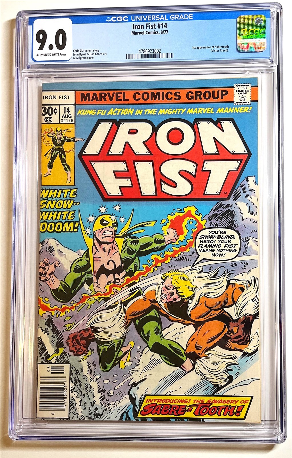 IRON FIST #14 ~ 1st appearance of SABRETOOTH 1977 ~ CGC 9.0 beautiful copy