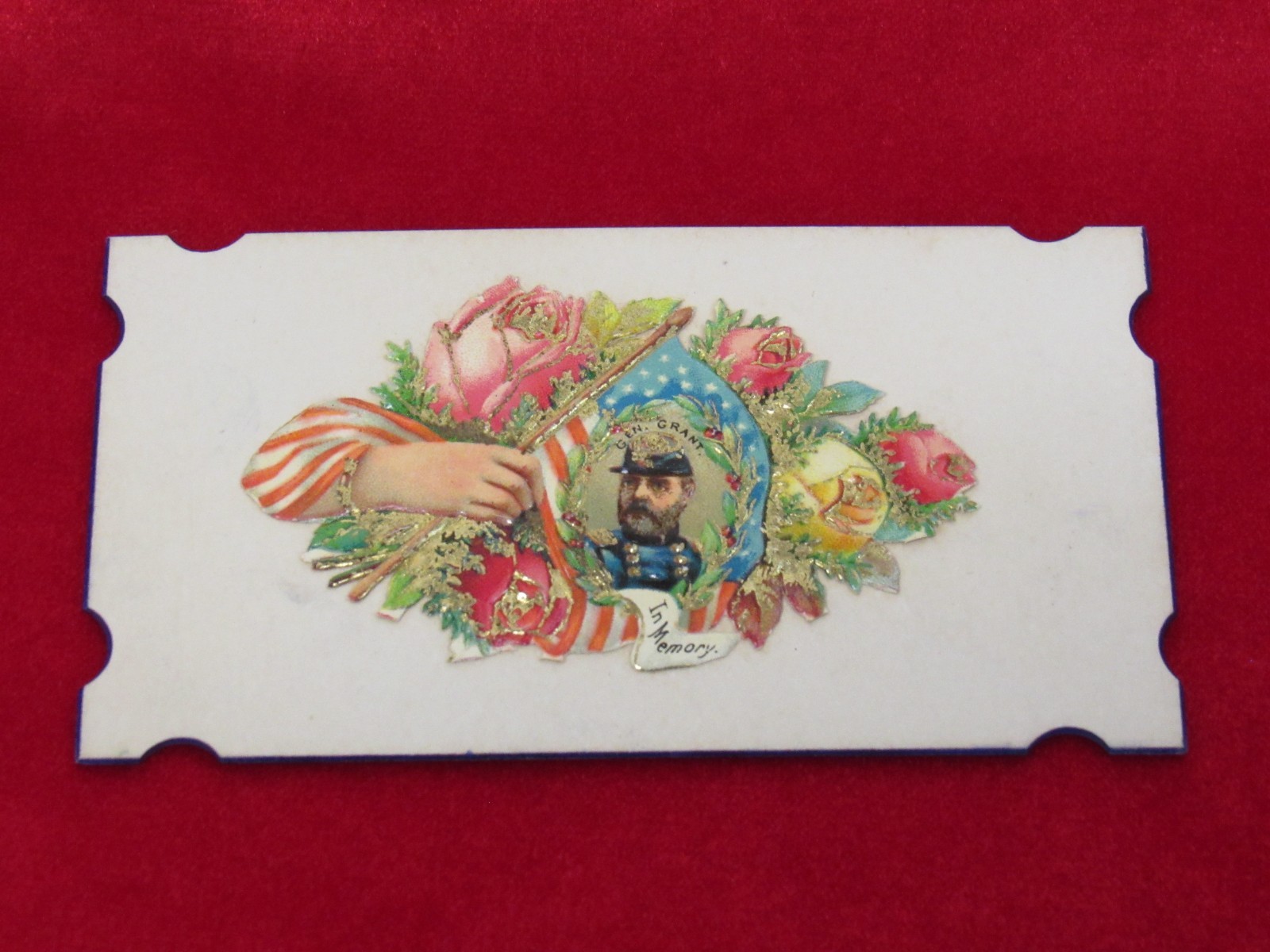 Antique Victorian General Grant Die Cast Embossed Calling card.