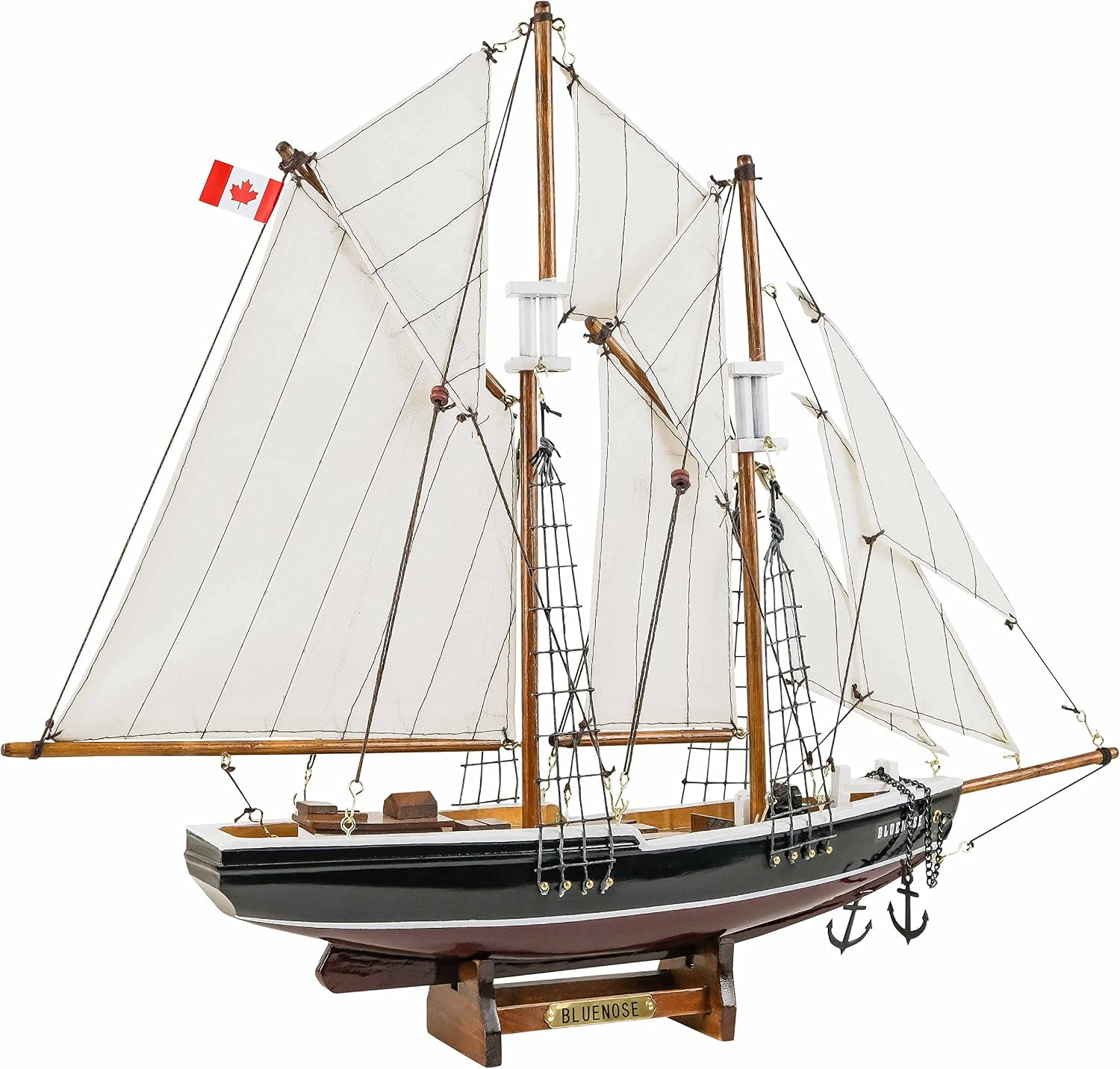 SAILINGSTORY Wooden Sailboat Model Ship Bluenose 1/110 Scale Replica Small