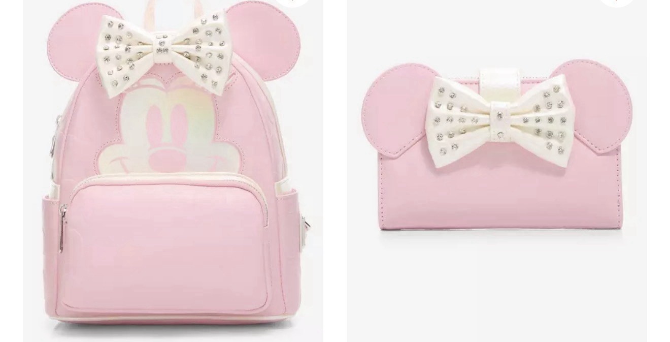 BNWT Loungefly Disney Minnie Mouse Mini Backpack & Wallet Set Pink/White