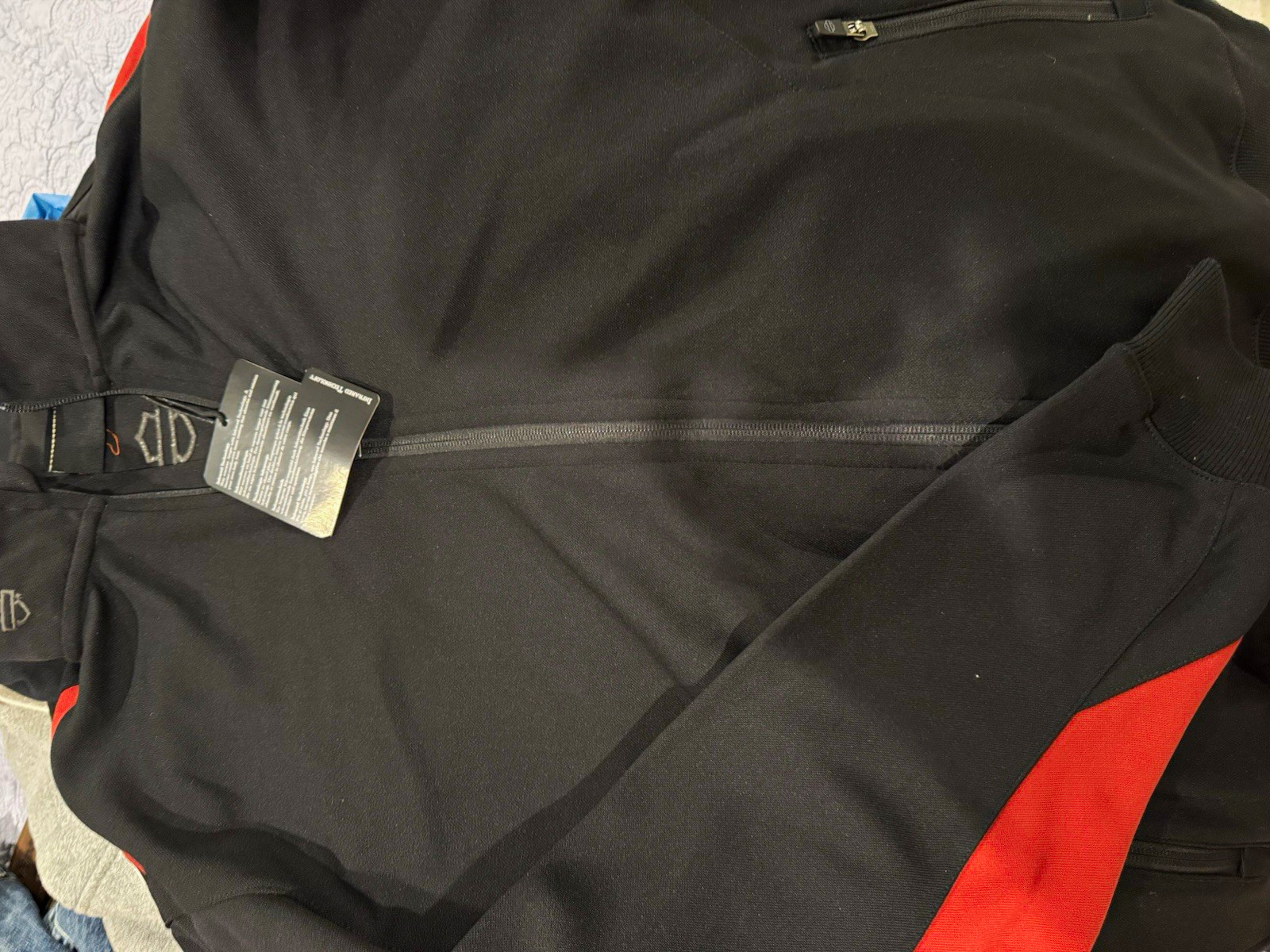 Harley-Davidson Genuine MotorClothes Black Jacket Outerwear, Orange Stripe