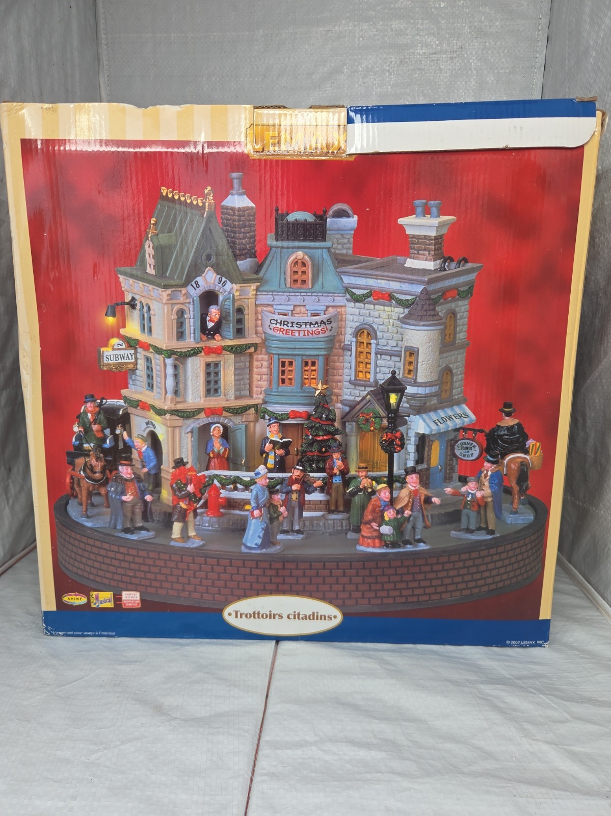 Vintage Lemax Christmas Village Animated City Sidewalks Works Missing 5 Figures