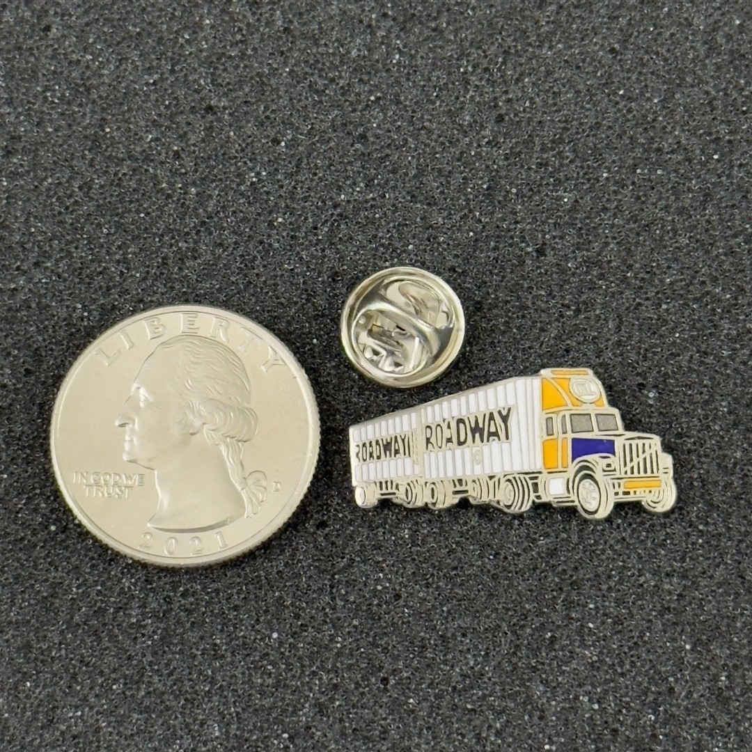Vintage Roadway Express Double Trailer Semi Truck Enamel Pin Pinback NEW
