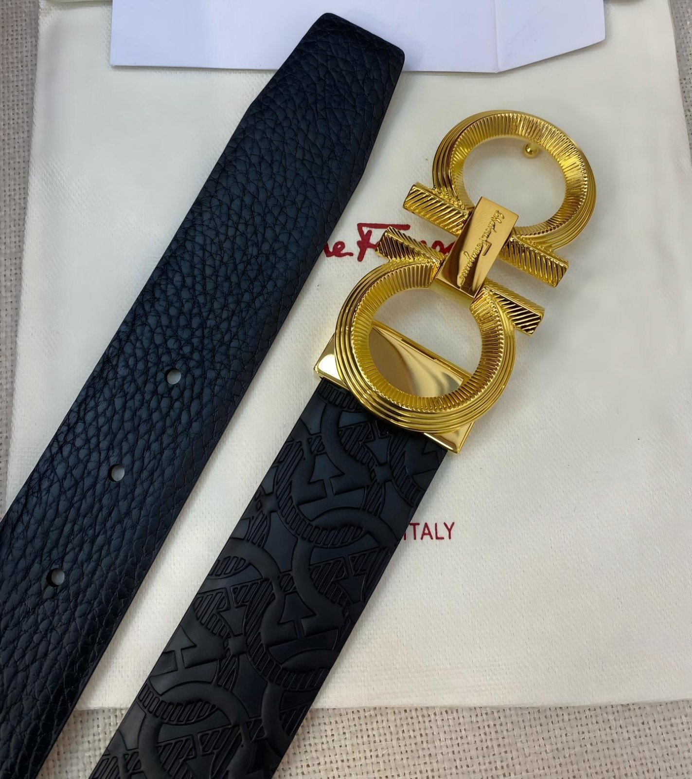 Salvatore Ferragamo Gancini Men's Reversible Leather Belt