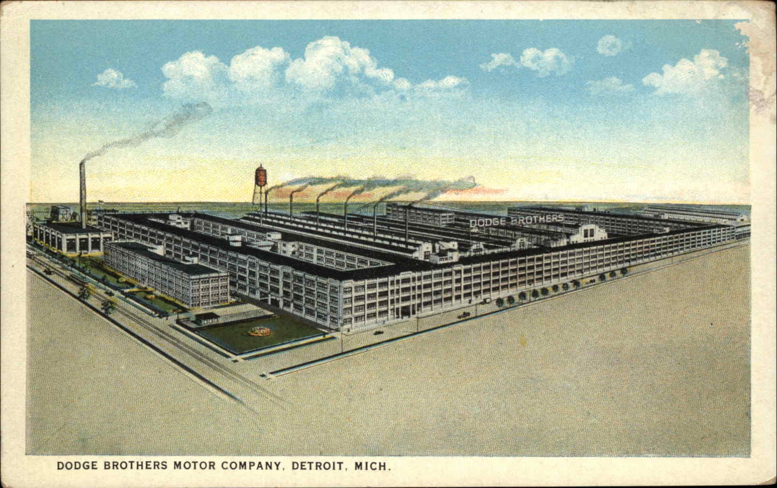 Detroit Michigan MI Dodge Brothers Motor Co Factory c1920s-30s Postcard