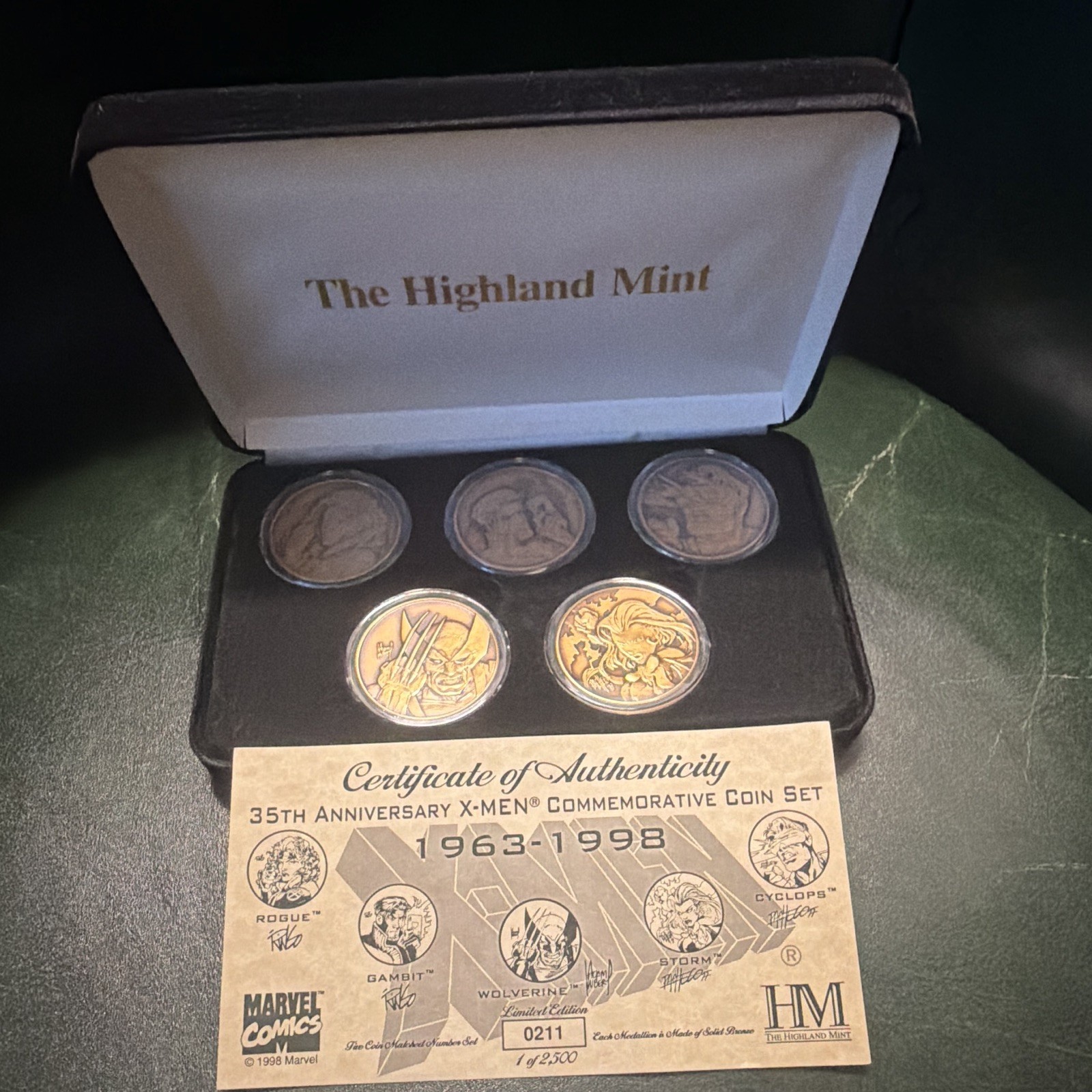 The Highland Mint X-Men 35th Anniversary 5 Coin  Bronze Set 