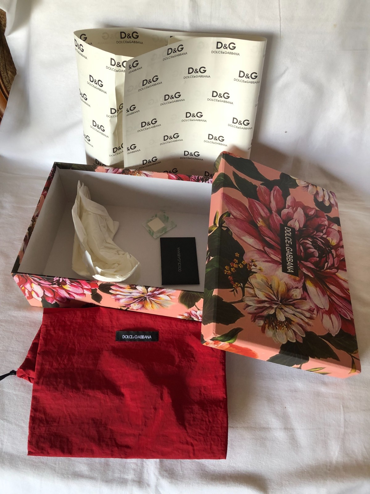 Dolce Gabbana Floral Empty Shoes Box  ,Dust Bag and Wrappings Paper