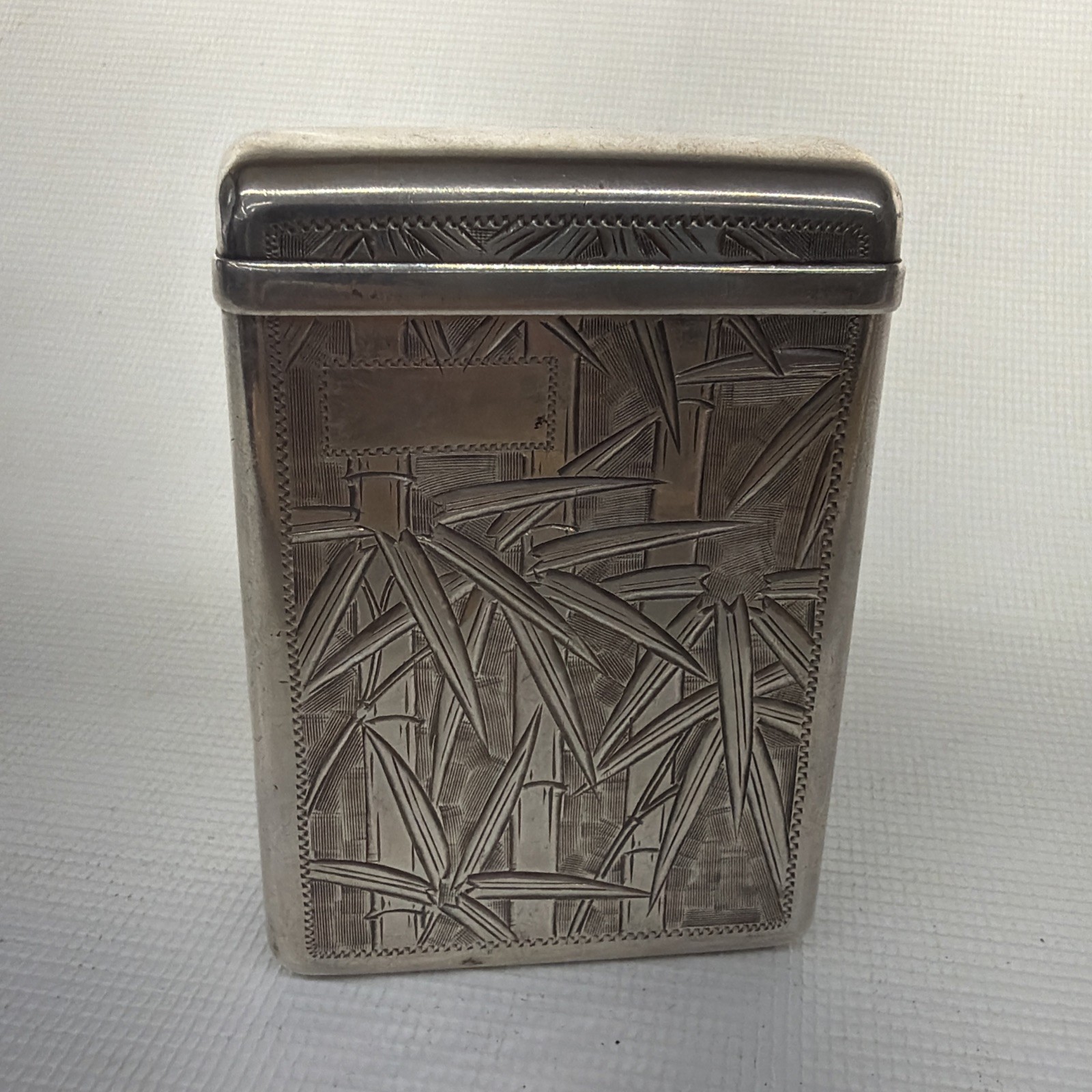 Vintage Japanese Sterling Silver Bamboo Case  With Lid That Opens 90g .950 .925
