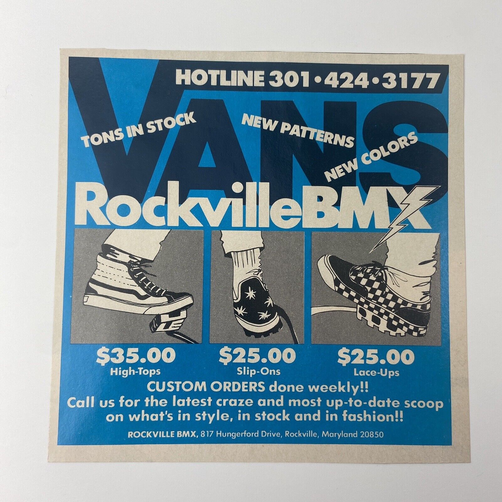 Vans Rockville Bmx Print Ad Vintage 1980s Promo Art Freestyle Rad Maryland