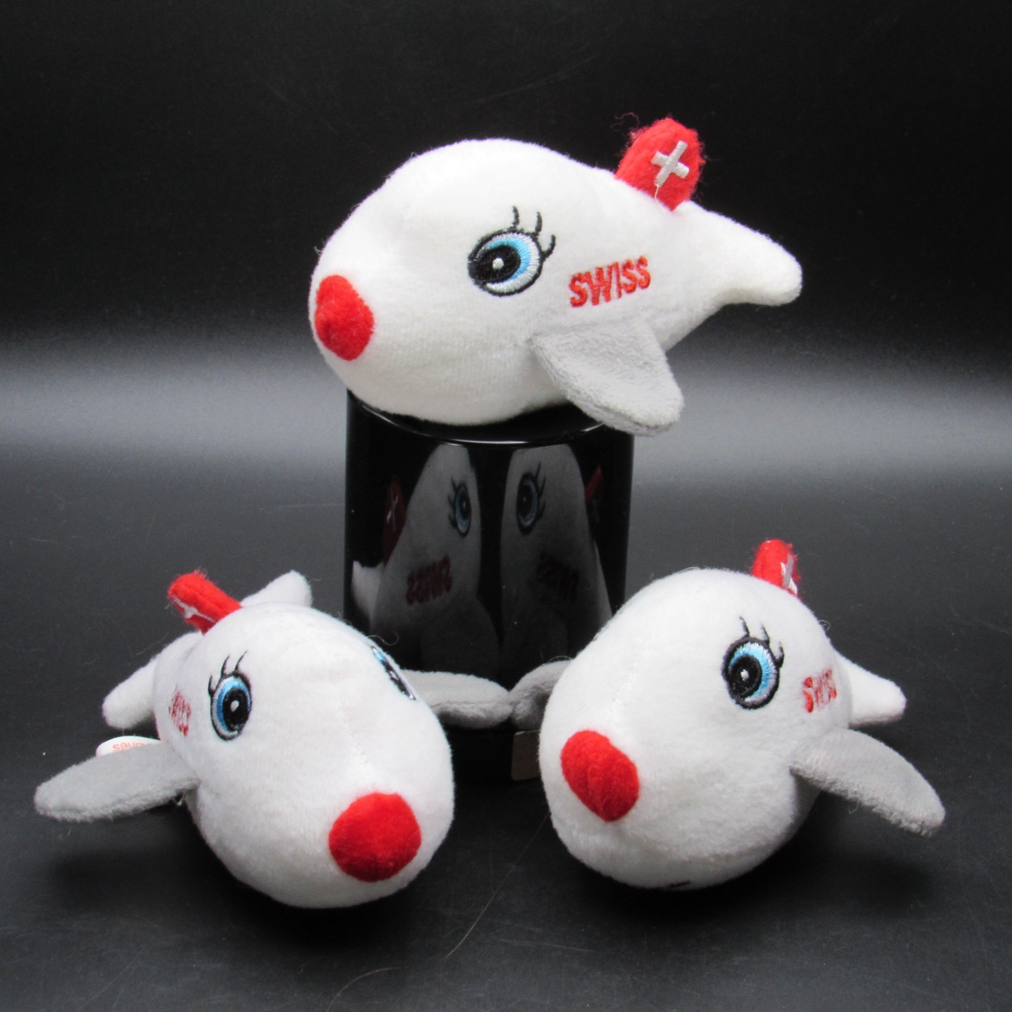 Swiss International Air Lines Plush Airplane Mascot Toy Three (3) White Red 5
