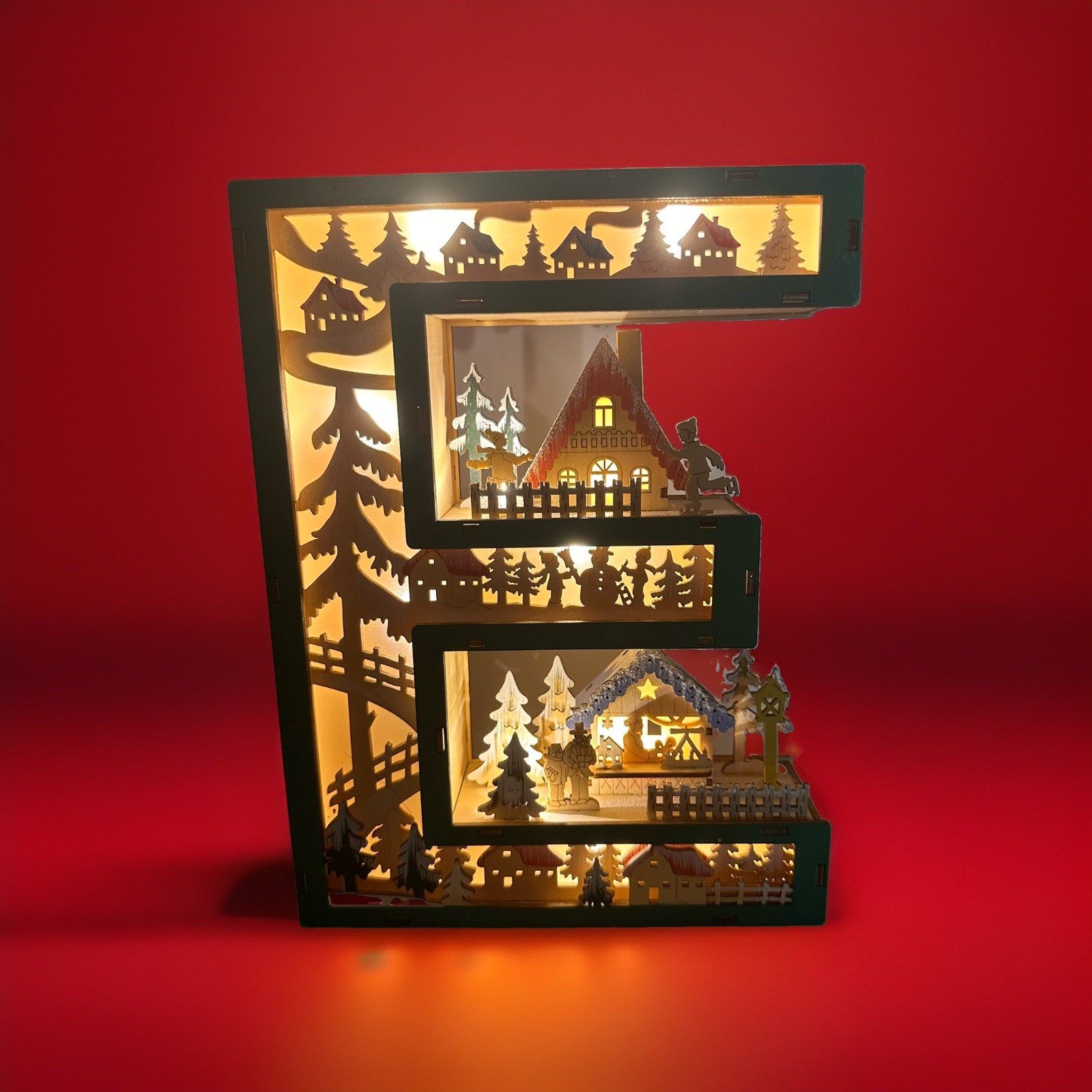 Anthropologie Monogram Wonderland Light-Up Scene Letter “E” New With Tags Winter