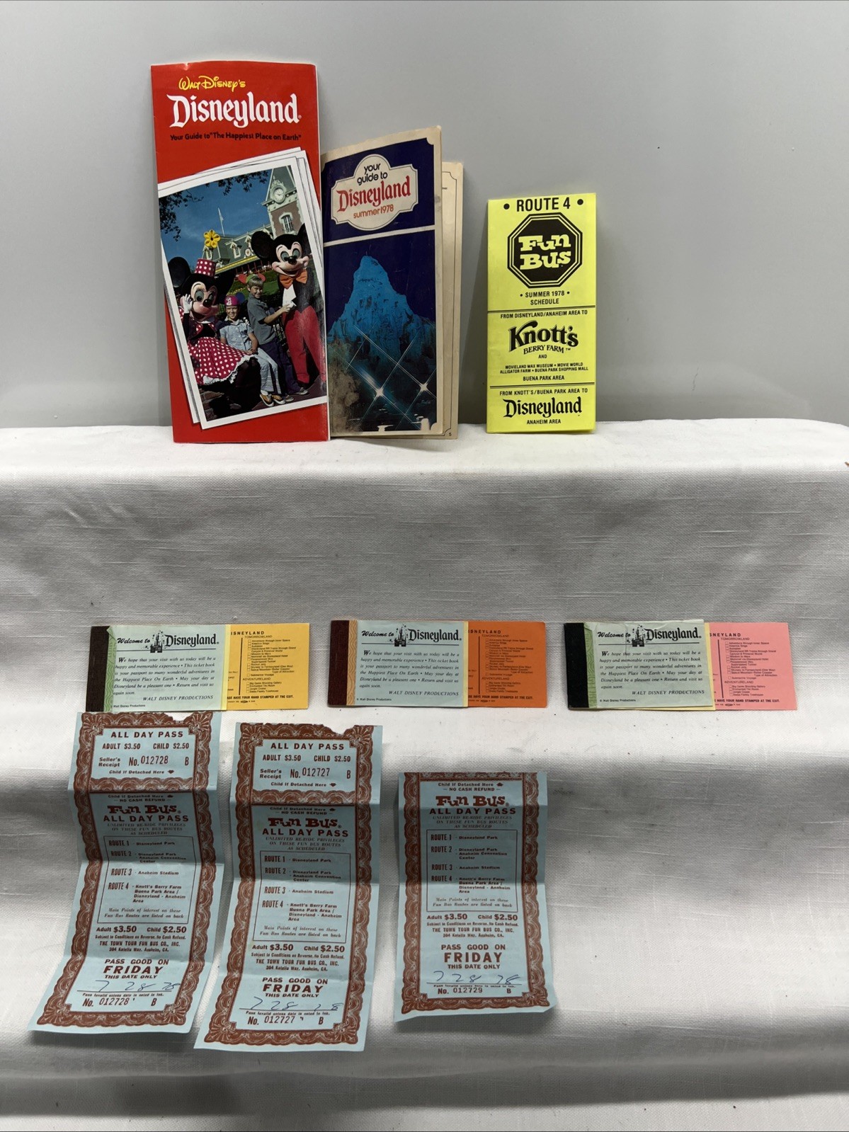 Disneyland Your Guide 1978 Summer 1978 Guide 3 Ticket Books Fun Bus