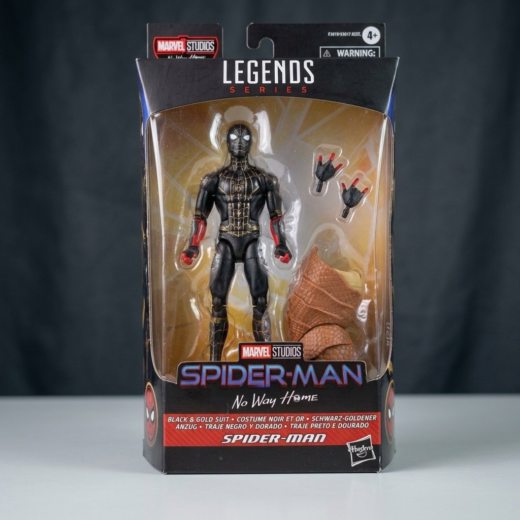 Marvel Legends Series Spider-Man No Way Home Black and Gold Suit Armadillo