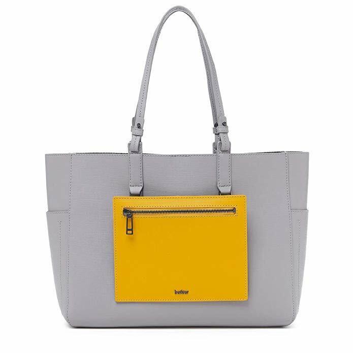 NWT $298 BOTKIER Leather Park Slope Tote Bag Purse Combo Marigold Pop/Gray NEW