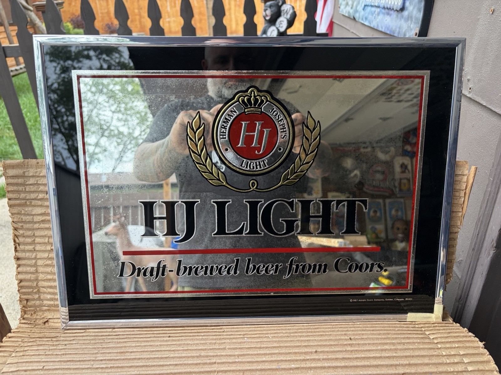 BRAND NEW Vintage 1987 HJ Light Herman Joseph’s by Coors Beer Mirror Sign