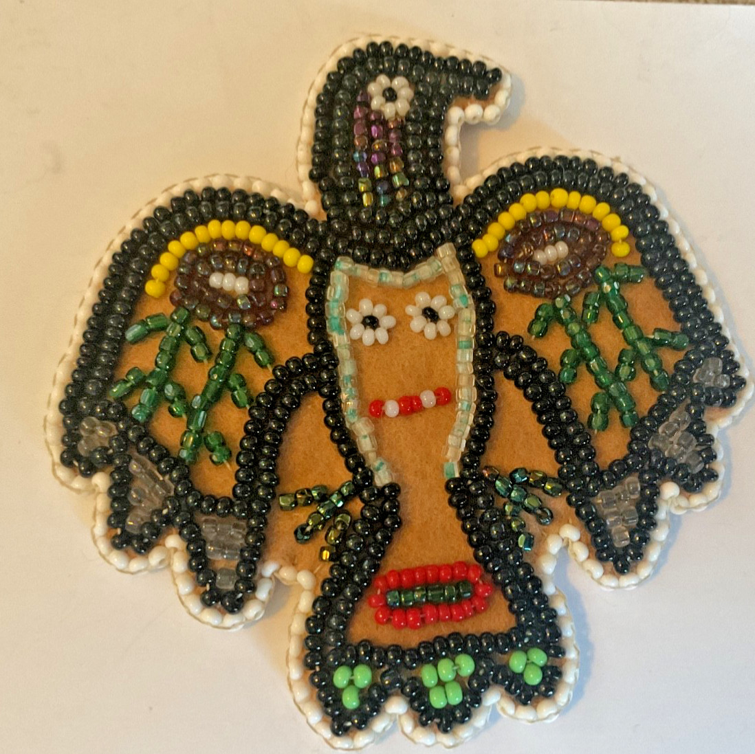 Vintage Native American Phoenix Bird Seed Bead Handmade Necklace 26” Tribal