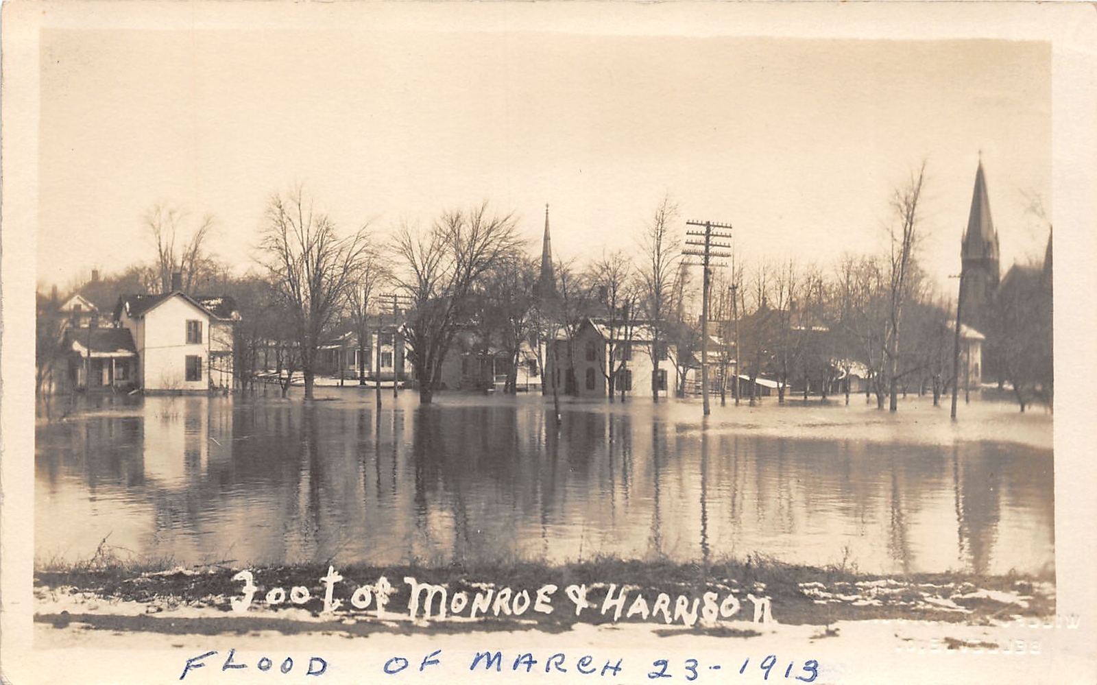 J30/ Bellevue Ohio RPPC Postcard 1913 Flood Disaster Monroe Harrison Home 9