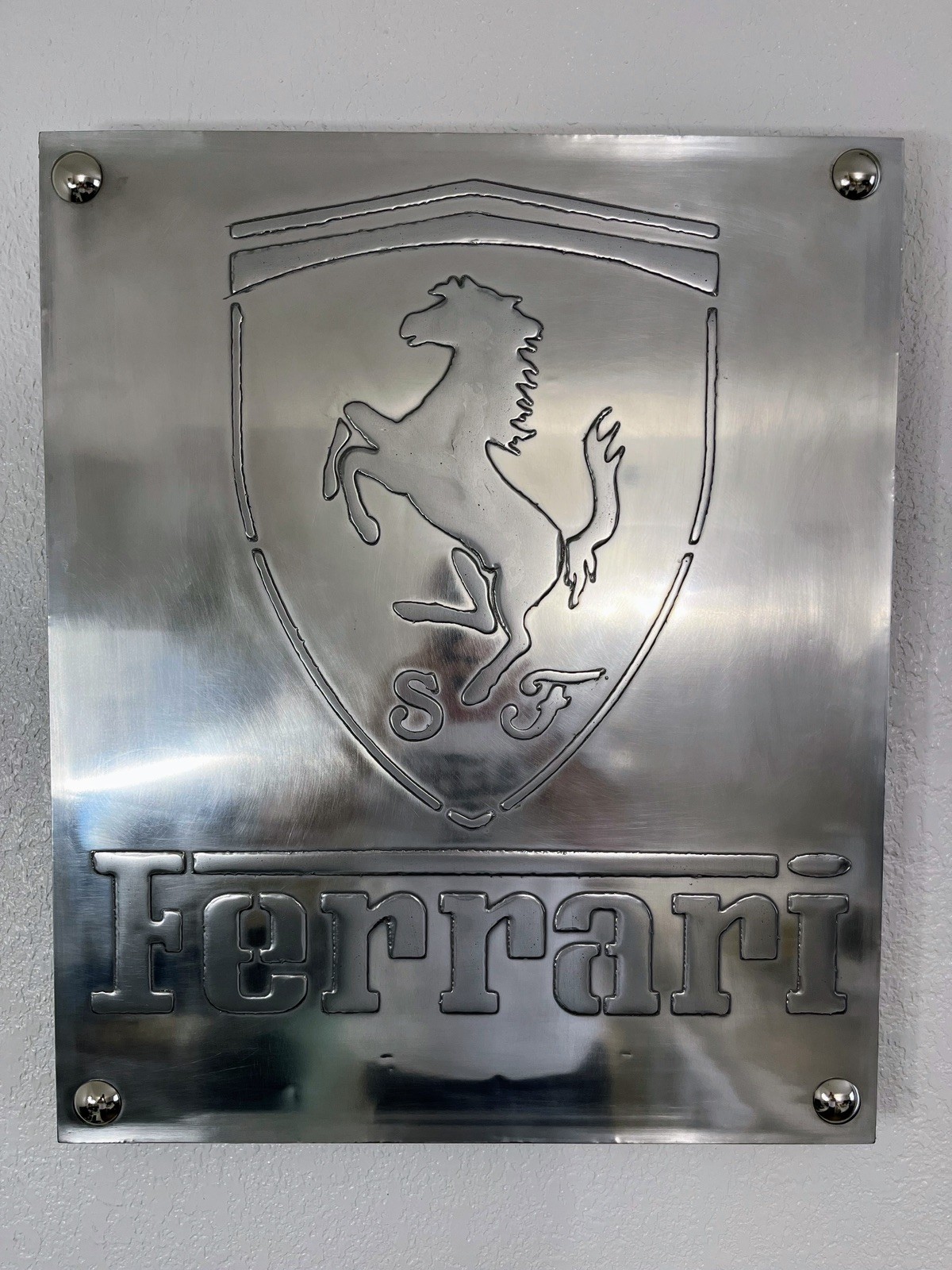 Ferrari Aluminum Metal Wall Art 20x24 Cast Relief Handmade