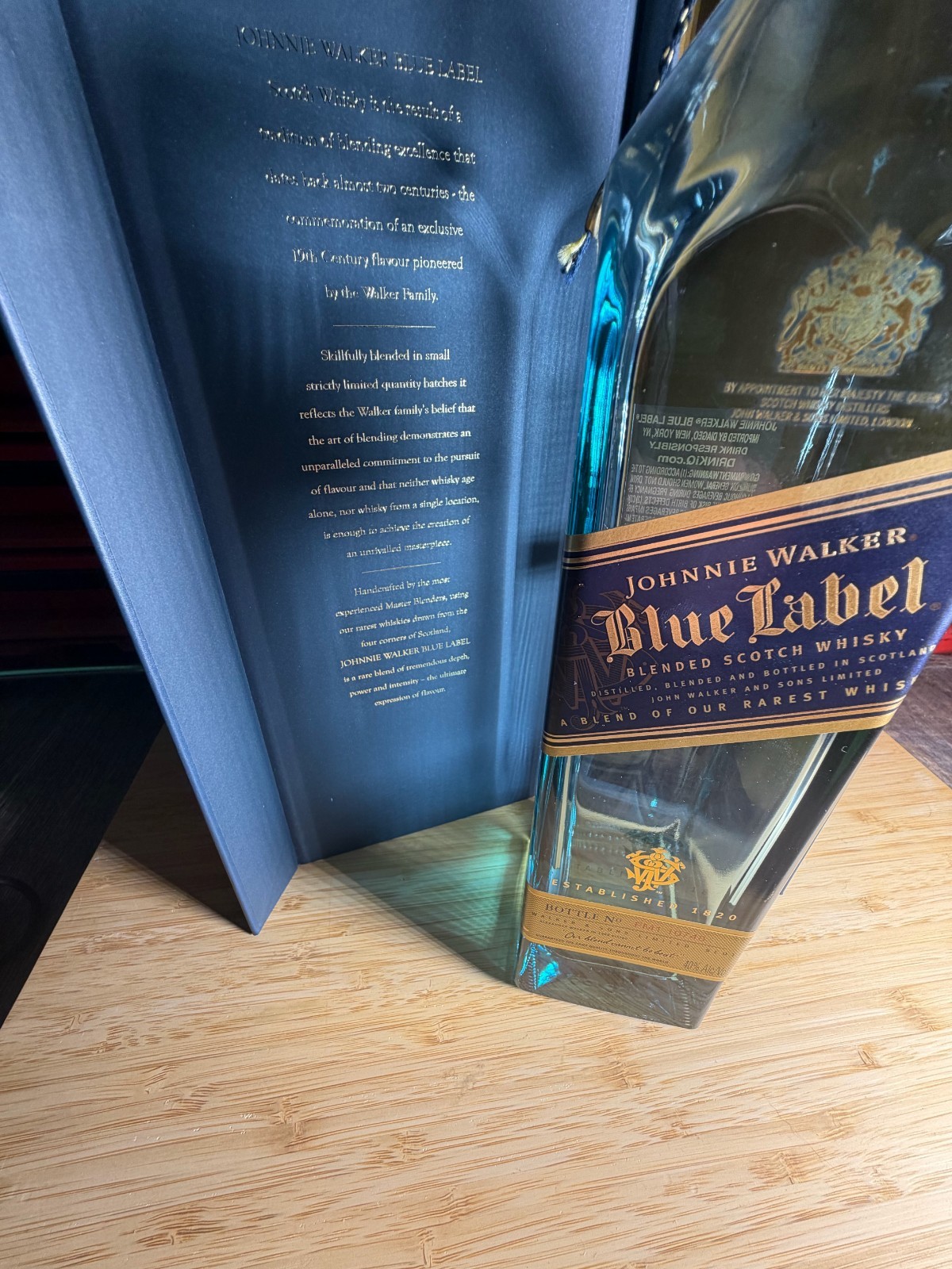 Empty Johnnie Walker Blue Label Bottle with Box Collectible Display