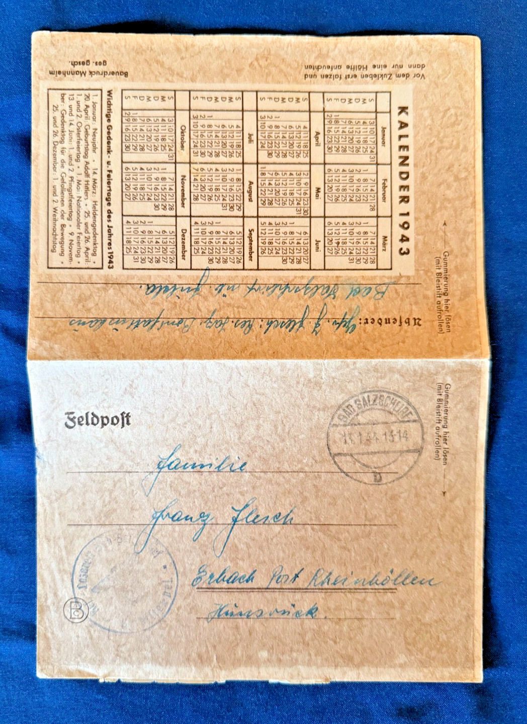 WWII 1944 Letter German Feldpost Stationary Wounded Soldier Hospital re Russia