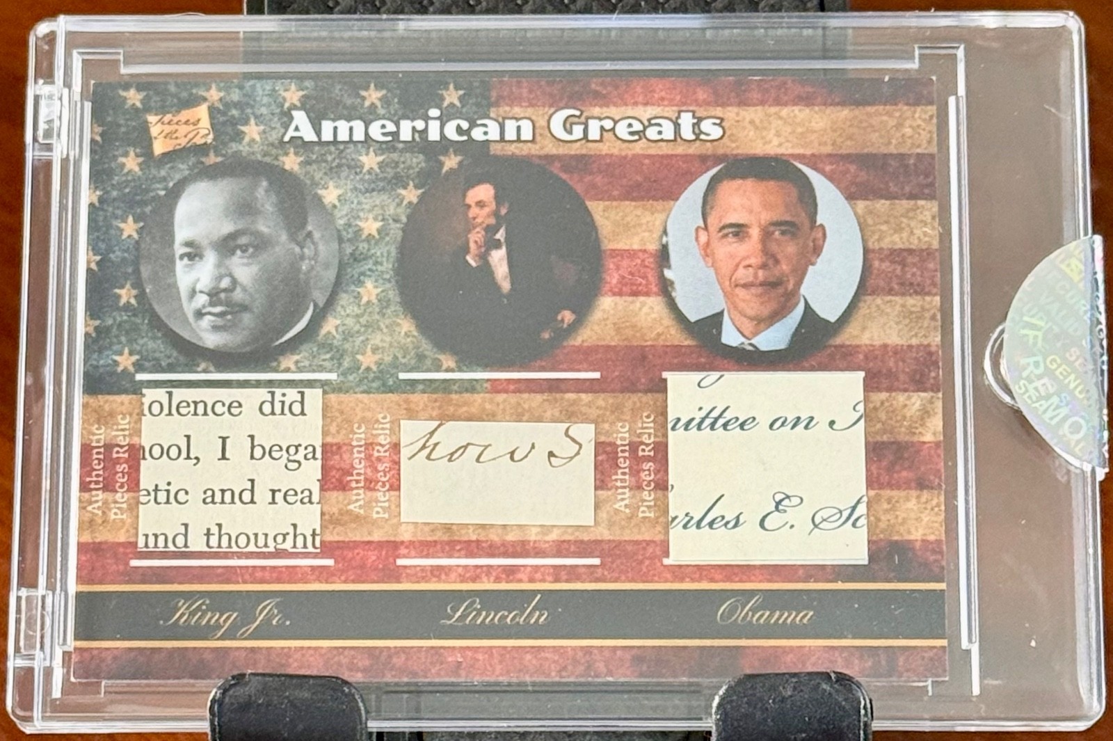 2020 Pieces of the Past American Greats Relic Card King Jr., Lincoln, Obama #3