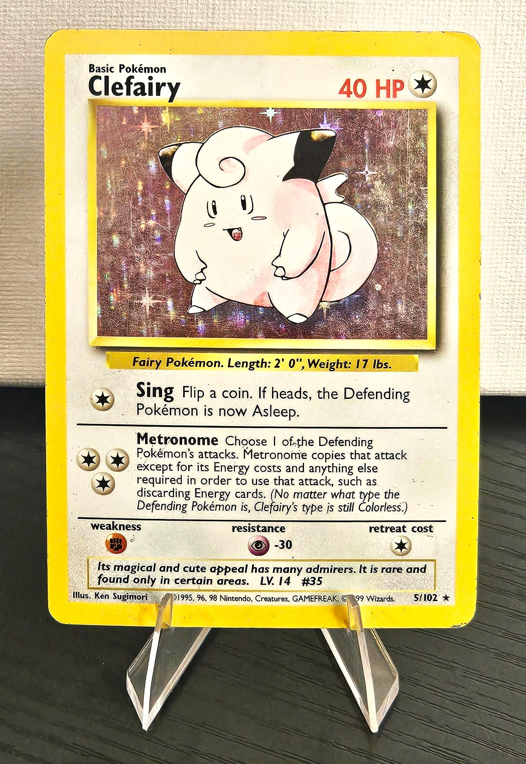 1999 Pokémon Base Unlimited Clefairy 5/102 EN Holo Rare⭐[Original Base Set]⭐LP