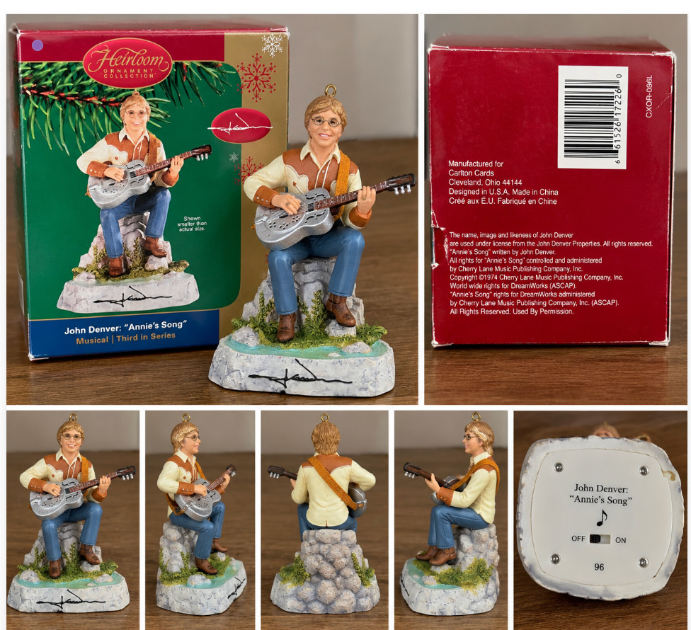 John Denver Annie\'s Song Carlton Cards Heirloom Musical Ornament #96 w/Box AS IS