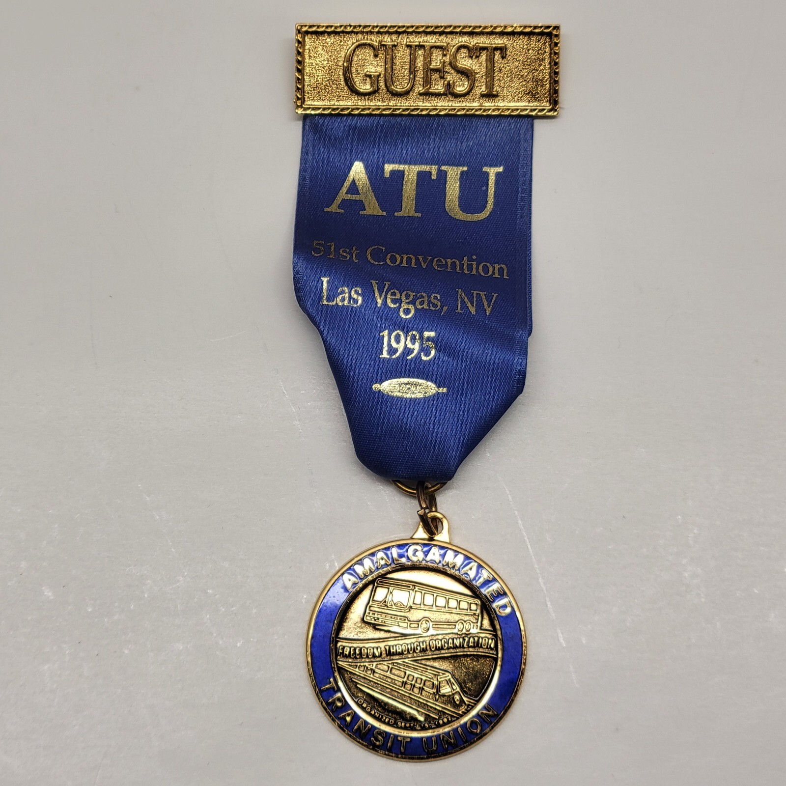 VTG 1995 Amalgamated Transit Union ATU Convention Las Vegas Badge Ribbon Medal