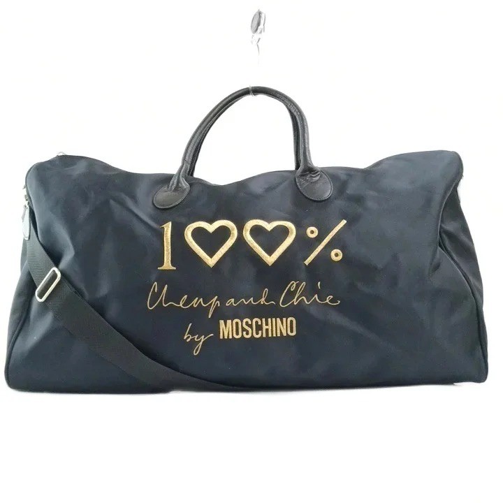 Moschino Cheap and Chic Boston Bag Nylon Black Gold Logo 2WAY Shoulder Crossbody