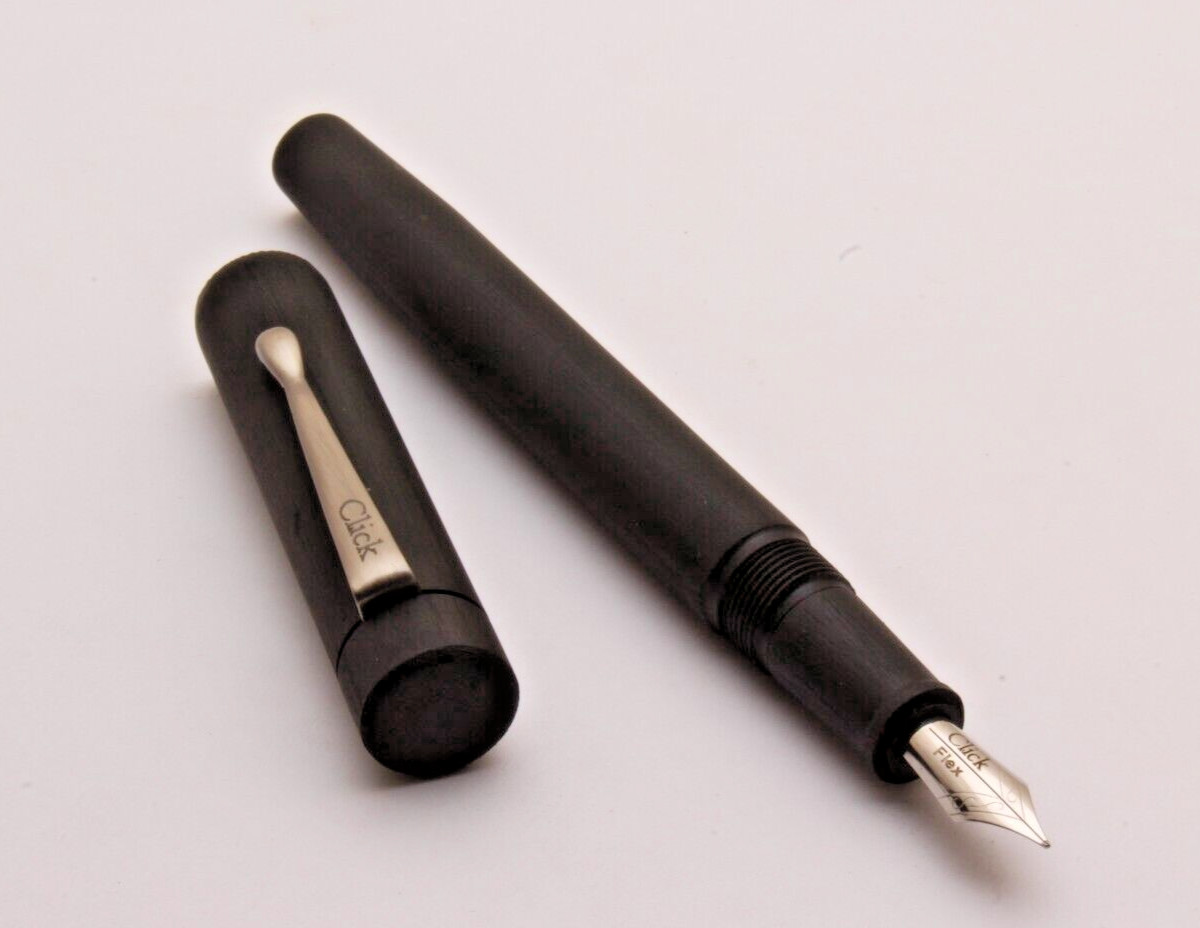 Click Century Full Matte Charcoal Black Ebonite Fountain Pen New In Box